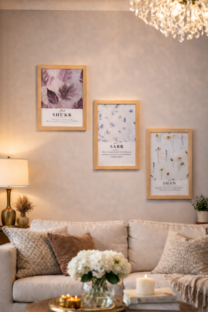 Shukr • Sabr • Iman • Tawakkul – Aesthetic Islamic Wall Art (Set of 4)