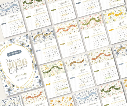 Aesthetic Islamic Calendar 2026